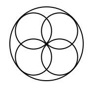 Un grand cercle et 4 petit cercles qui s'entrecroisent
